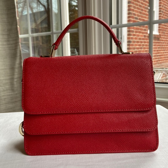 Donna Karan Handbags - Donna Karan - DKNY - Red Leather Flap Crossbody / Satchel